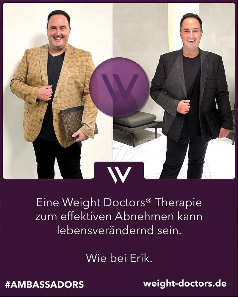 Weight Doctors® Vorher-Nachher: Erik vor und nach seiner Weight Doctors® Therapie zum Abnehmen